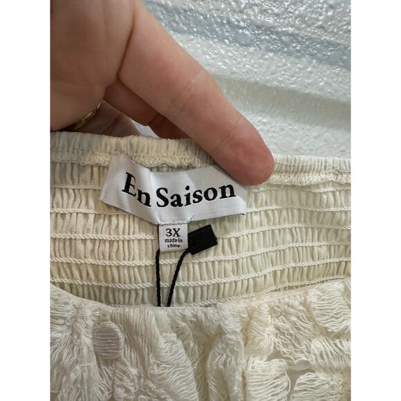 EN SAISON NWT $148 Agathe Natural Embroidered Floral Top Size 3X - Picture 7 of 10